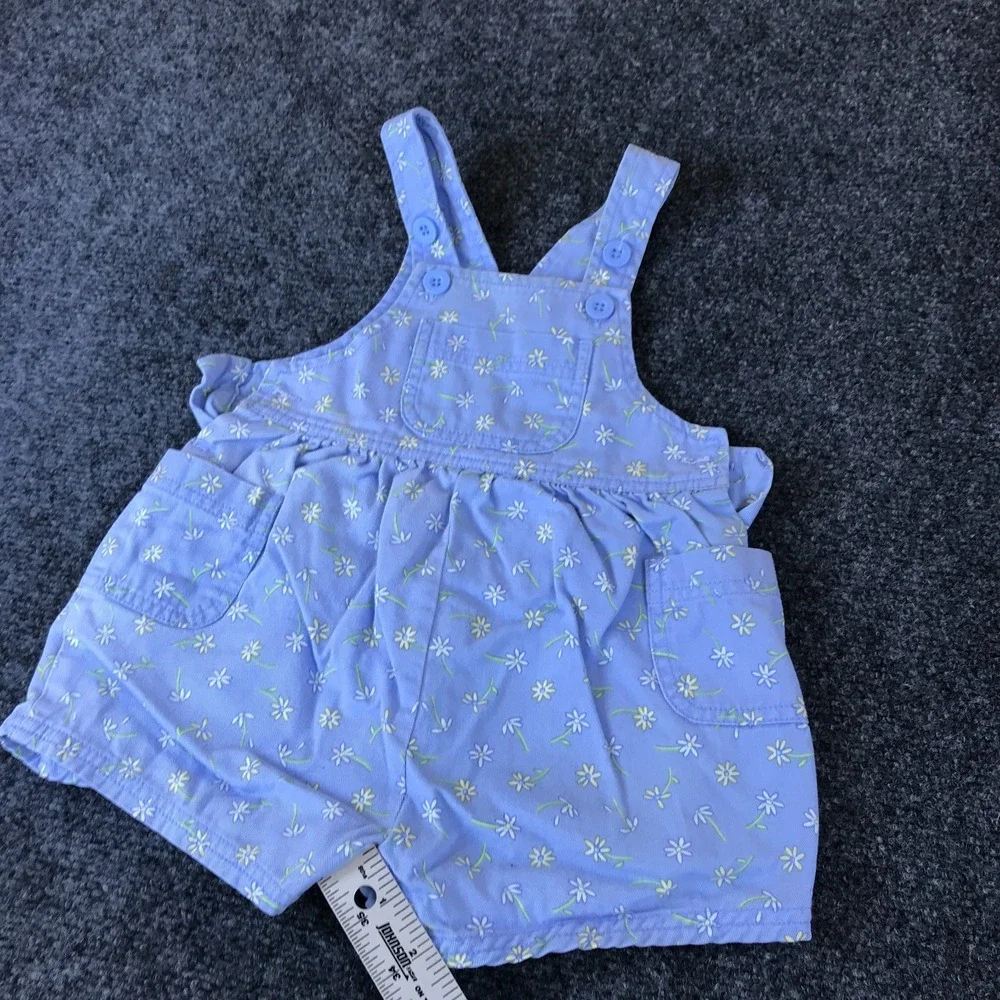 OshKosh B'gosh Overall Baby 12 Mos Blue Floral Print Adjustable Button Straps